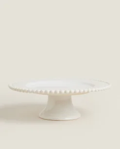 Dining*ZARA Home Christmas Snowflake Stoneware Cake Dish White