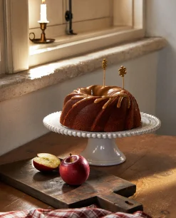 Dining*ZARA Home Christmas Snowflake Stoneware Cake Dish White