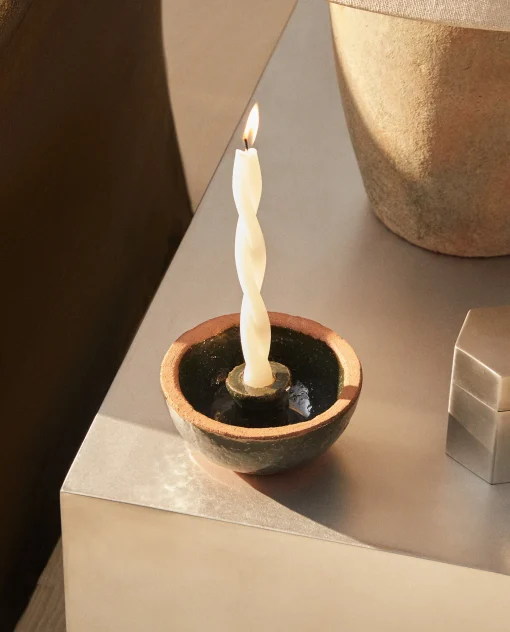 Candlesticks And Tealight Holders*ZARA Home Clay Candlestick Green