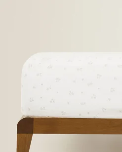 Crib Bedding*ZARA Home Clover Cotton Fitted Sheet Oyster White