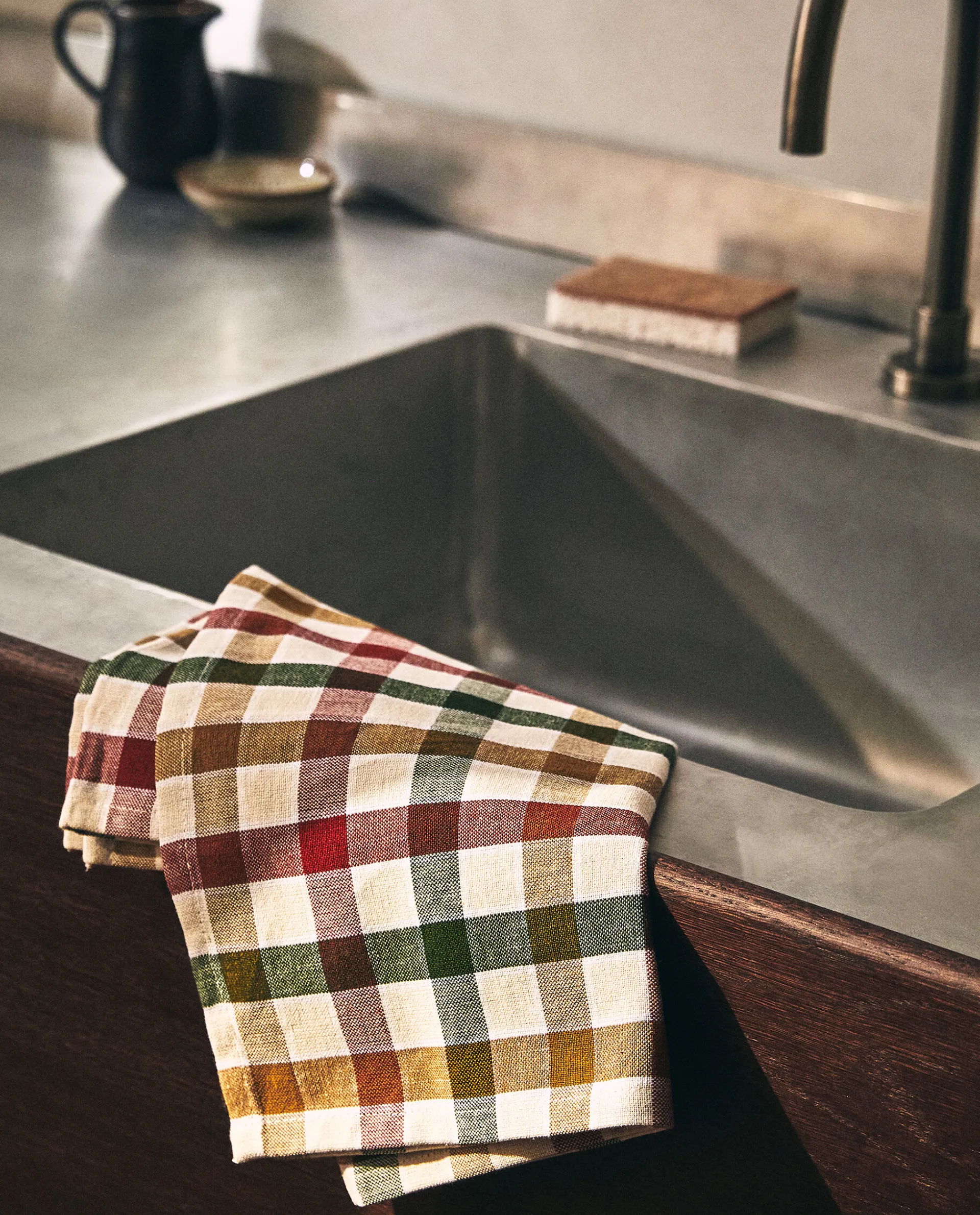 Kitchen Towels, Aprons And Bags*ZARA Home Colored Check Kitchen Towels (Pack Of 2) Green