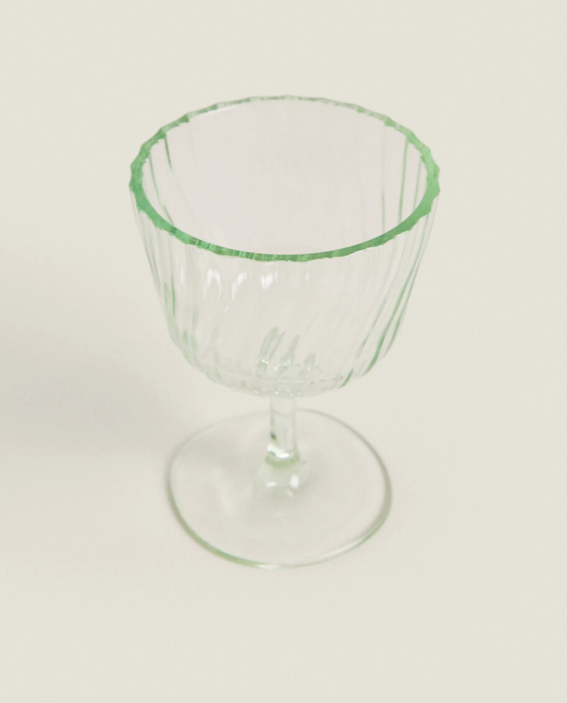 Glasses And Flutes*ZARA Home Colored Glass With Lines Green