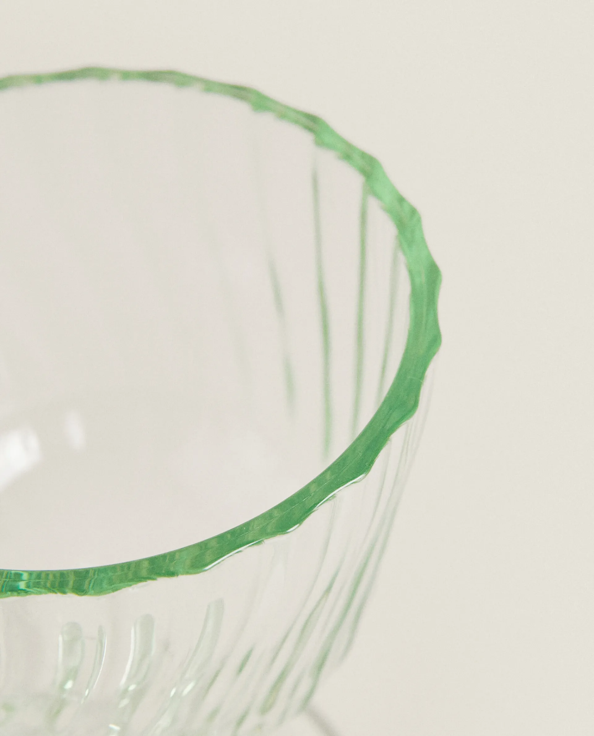 Glasses And Flutes*ZARA Home Colored Glass With Lines Green
