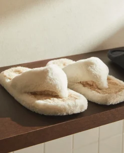 Woman*ZARA Home Contrast Faux Fur Open Slippers 1-202