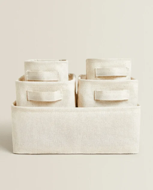 Storage*ZARA Home Cotton And Linen Organizer Box Natural Colour