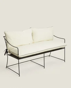 Solid*ZARA Home Cotton Back Cushion With Piping Oyster White