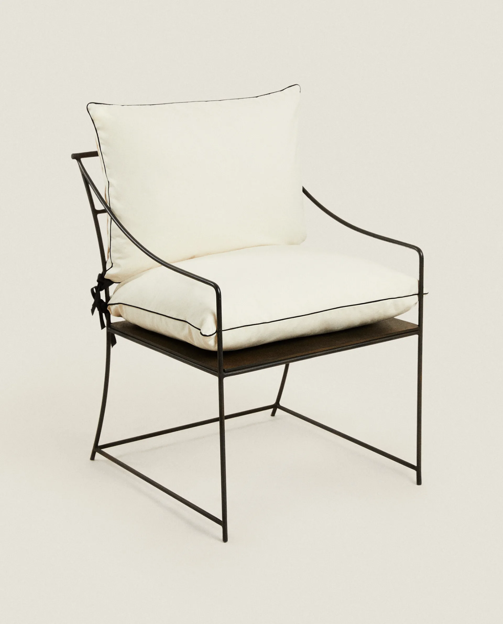 Solid*ZARA Home Cotton Back Cushion With Piping Oyster White