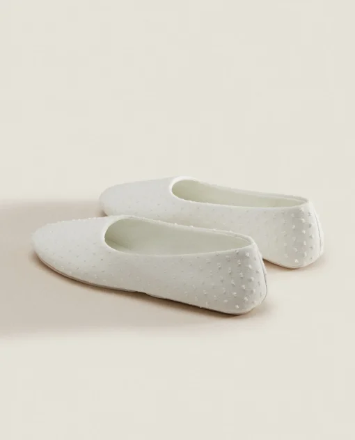 Woman*ZARA Home Cotton Ballerina Slippers White