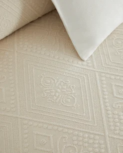 Bedspreads*ZARA Home Cotton Bedspread With Geometric Design Beige