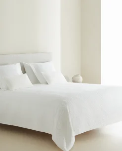 Bedspreads*ZARA Home Cotton Bedspread With Geometric Design White