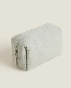 Personalization*ZARA Home Cotton Chiffon Clover Cosmetic Bag Grey