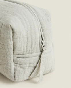 Personalization*ZARA Home Cotton Chiffon Clover Cosmetic Bag Grey