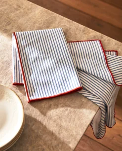 Kitchen Towels, Aprons And Bags*ZARA Home Cotton Kitchen Towel With Stripes (Pack Of 2) Blue
