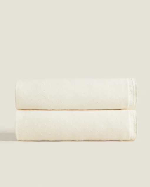 Blankets*ZARA Home Cotton Knit Blanket Vanilla