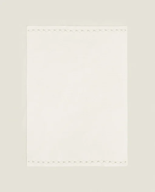 Crib Bedding*ZARA Home Cotton Knit Blanket Oyster White