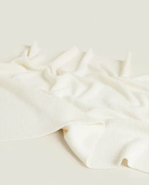 Crib Bedding*ZARA Home Cotton Knit Blanket Oyster White