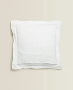 Bedspreads*ZARA Home Cotton Throw Pillow Cover With Geometric Design White