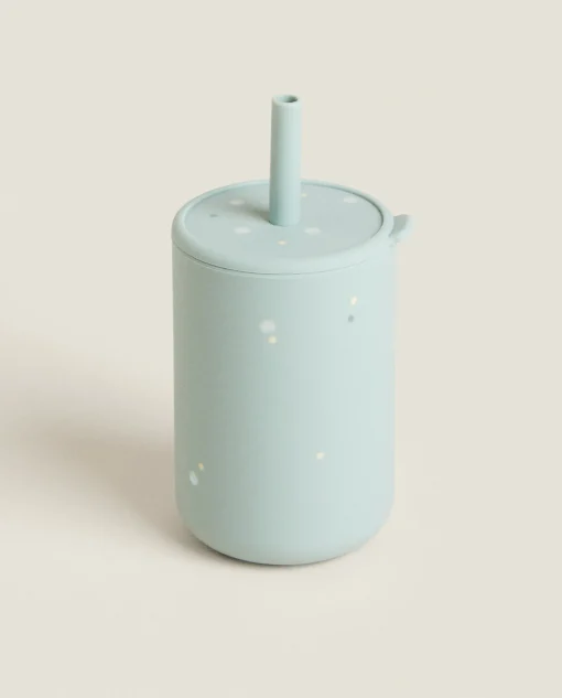 Mealtime*ZARA Home Dots Silicone Tumbler With Straw Green