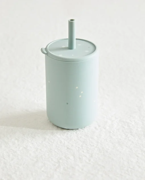 Mealtime*ZARA Home Dots Silicone Tumbler With Straw Green