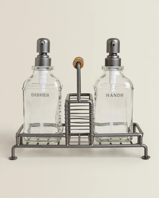 Cleaning*ZARA Home Double Dispenser With Stand Steel
