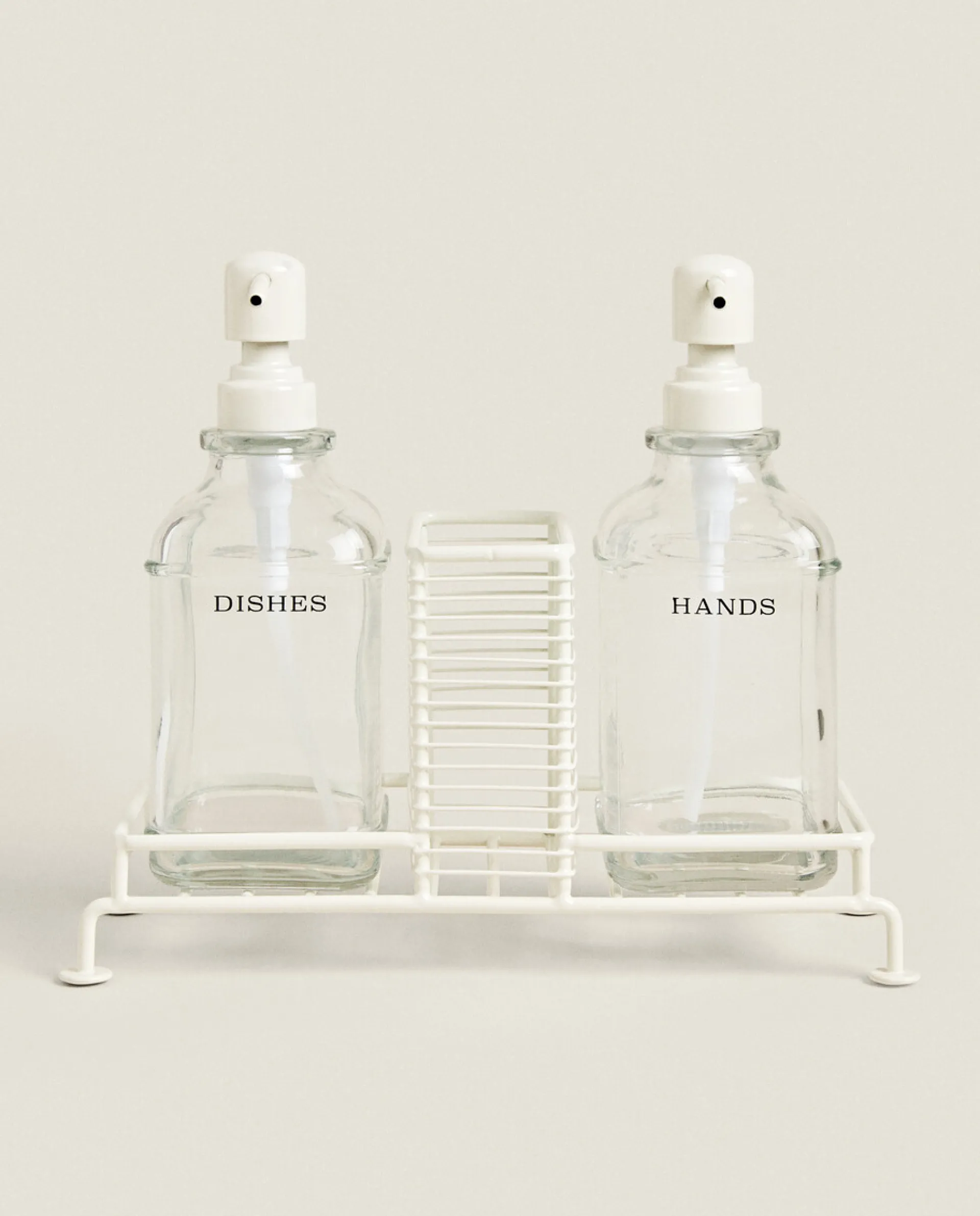 Cleaning*ZARA Home Double Dispenser With Stand Cream