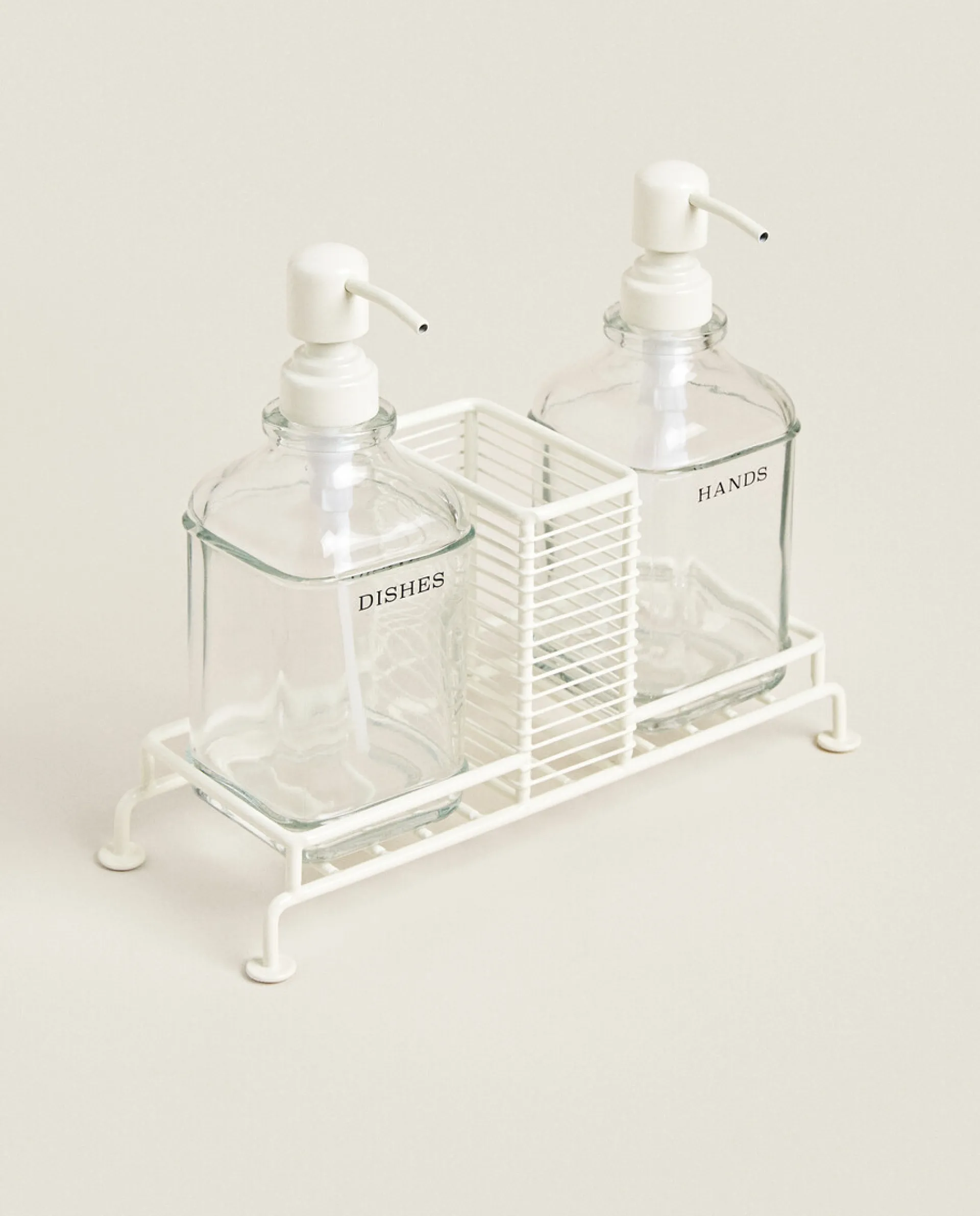 Cleaning*ZARA Home Double Dispenser With Stand Cream