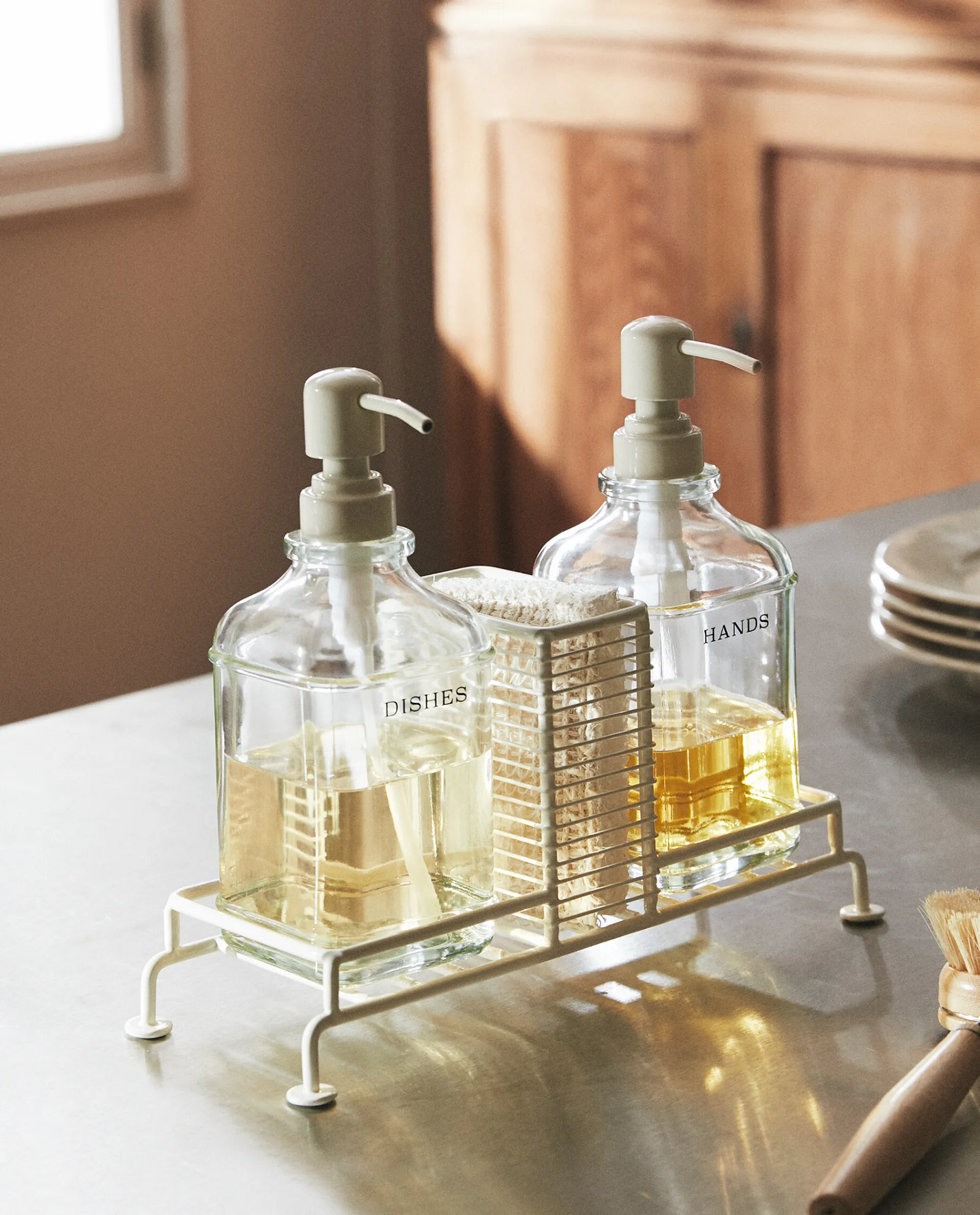 Cleaning*ZARA Home Double Dispenser With Stand Cream