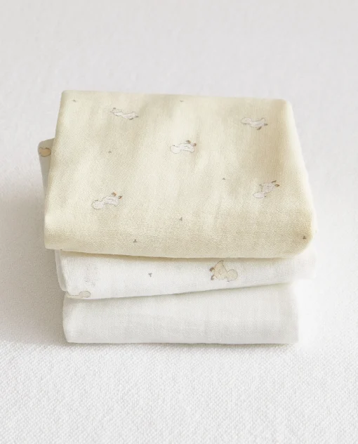 Mealtime*ZARA Home Duck Muslin Cloth (Pack Of 3) Oyster White