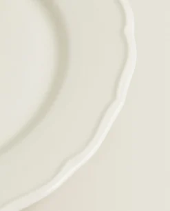 Dinner Plates*ZARA Home Earthenware Dinner Dish With Raised-Design Edge Cream