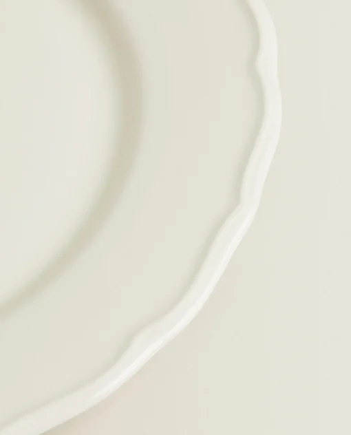 Dinner Plates*ZARA Home Earthenware Dinner Dish With Raised-Design Edge Cream