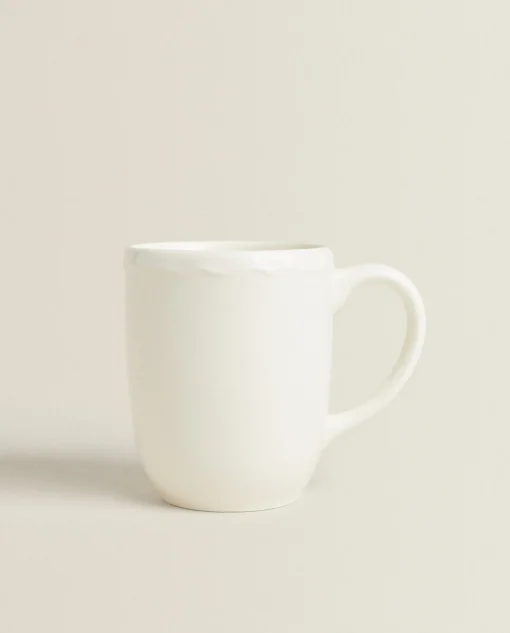 Mugs*ZARA Home Earthenware Mug With A Raised-Design Edge Cream
