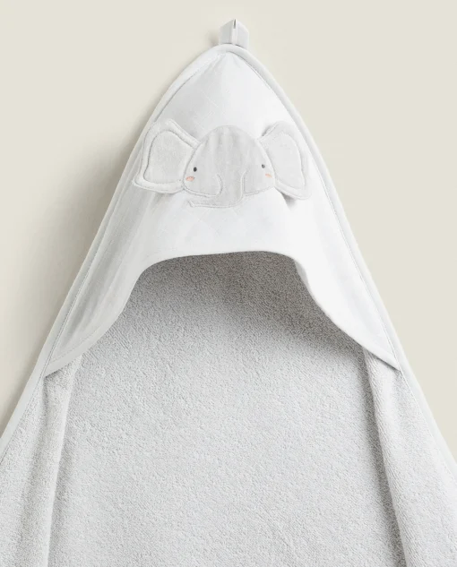Bathroom*ZARA Home Elephant Cotton Terrycloth Cape Grey