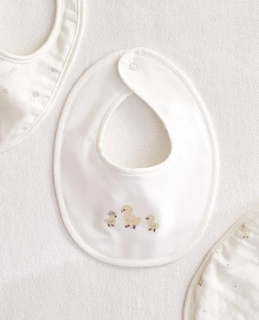 Mealtime*ZARA Home Embroidered Duck Bib White