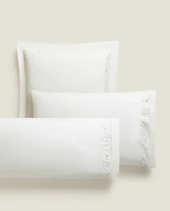 Crib Bedding*ZARA Home Embroidered Moons And Stars Pillowcase Taupe