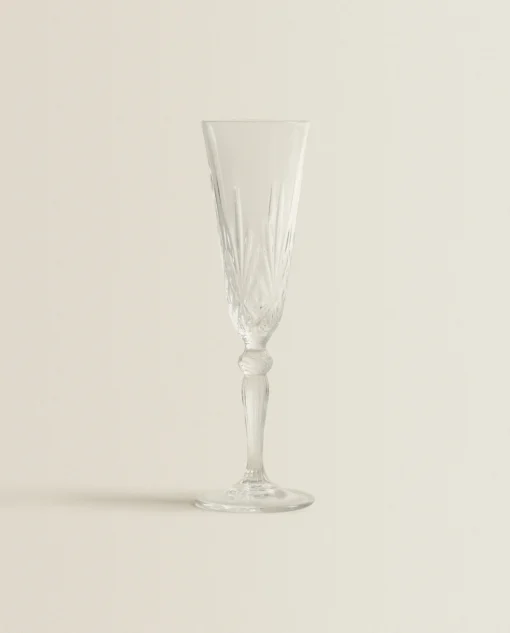 Glasses And Flutes*ZARA Home Engraved Crystalline Flute Glass Transparent
