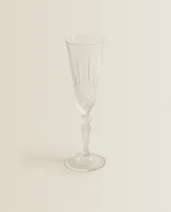 Glasses And Flutes*ZARA Home Engraved Crystalline Flute Glass Transparent