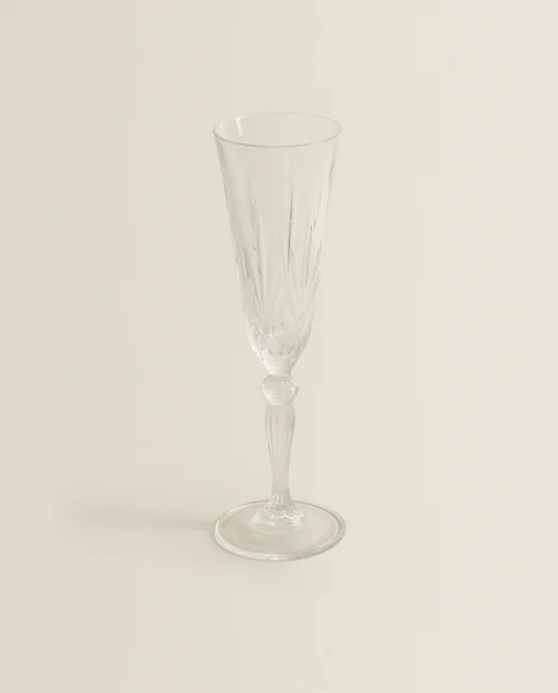Glasses And Flutes*ZARA Home Engraved Crystalline Flute Glass Transparent