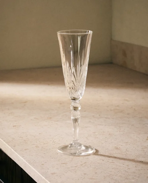 Glasses And Flutes*ZARA Home Engraved Crystalline Flute Glass Transparent