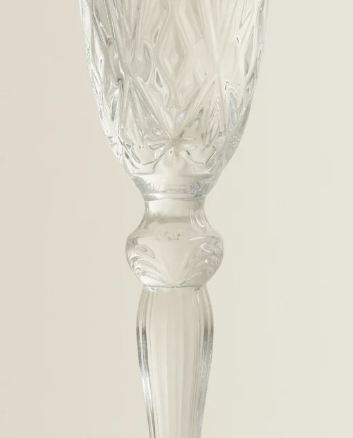 Glasses And Flutes*ZARA Home Engraved Crystalline Flute Glass Transparent