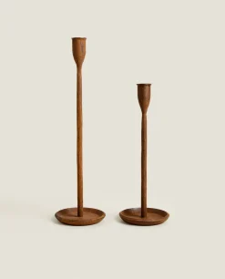 Candlesticks And Tealight Holders*ZARA Home Faceted Metal Candlestick Brown
