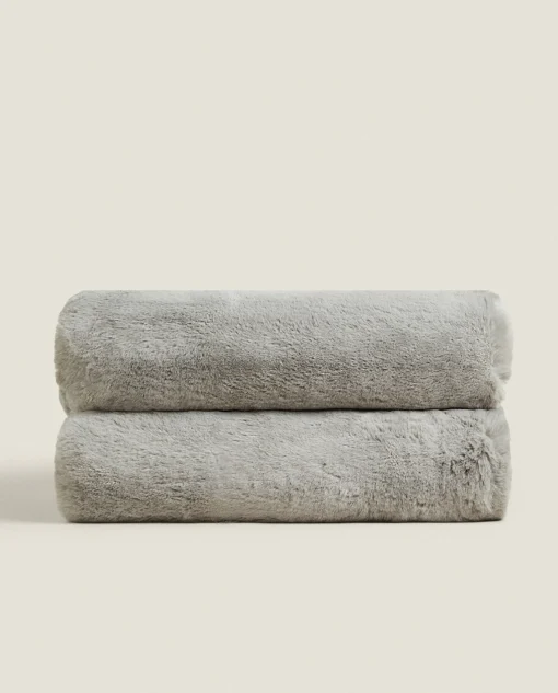 Blankets*ZARA Home Faux Fur Blanket Grey