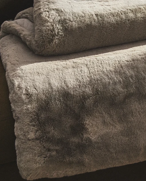 Blankets*ZARA Home Faux Fur Blanket Grey