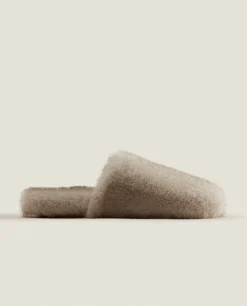 Woman*ZARA Home Faux Fur Mule Slippers Grey