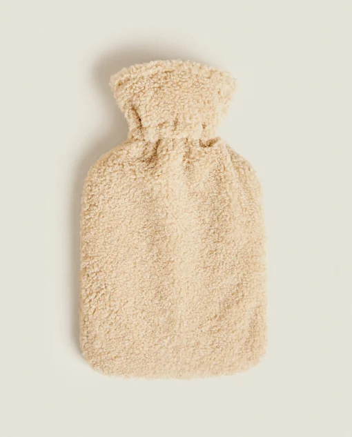 Accessories*ZARA Home Faux Shearling Water Bottle Beige