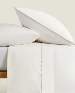Crib Bedding*ZARA Home Fitted Sheet With Topstitching Oyster White