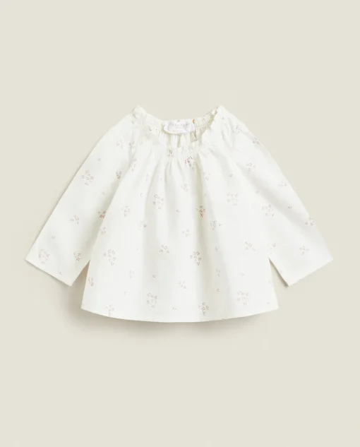 Clothing And Footwear*ZARA Home Floral Baby Shirt Oyster White