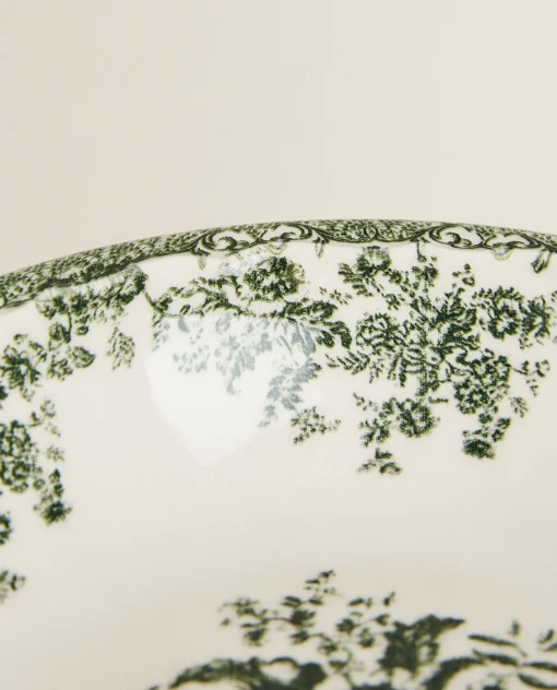 Bowls*ZARA Home Floral Earthenware Bowl Olive