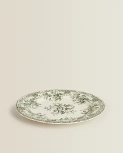Dinner Plates*ZARA Home Floral Earthenware Dinner Plate Olive