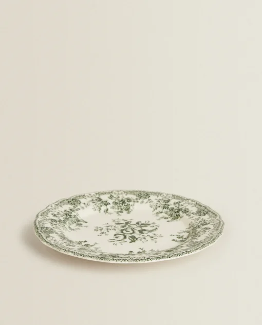Dinner Plates*ZARA Home Floral Earthenware Dinner Plate Olive