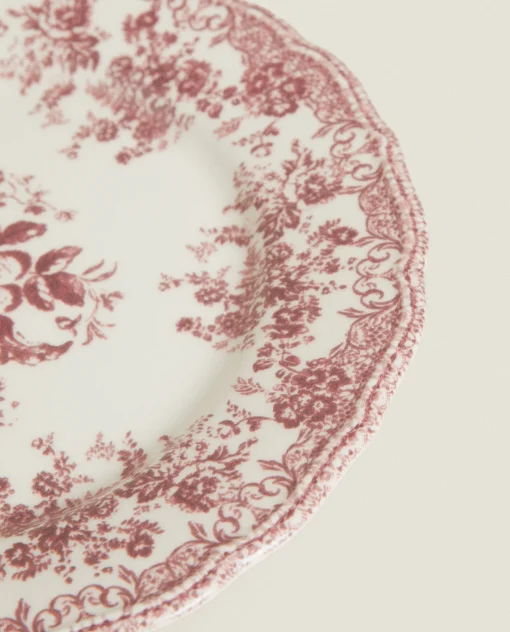 Dinner Plates*ZARA Home Floral Earthenware Dinner Plate Burgundy